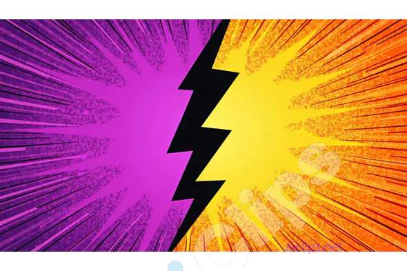 Purple and Yellow Comic Book Style Background with Lightning Bolt