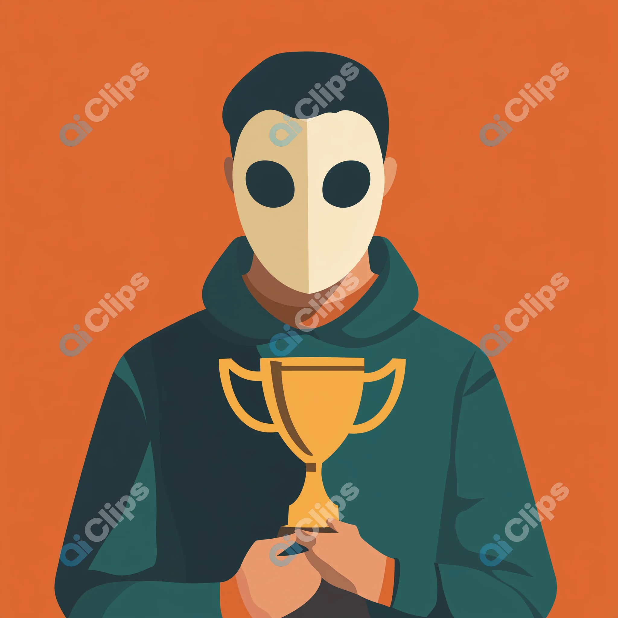 Anonymous Winner with Trophy Illustration
