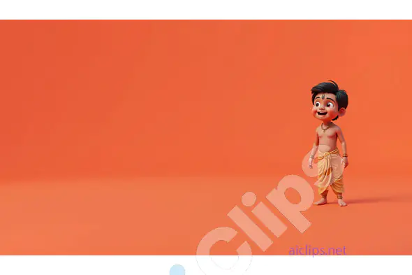 Playful Baby Deity on Vibrant Orange Background