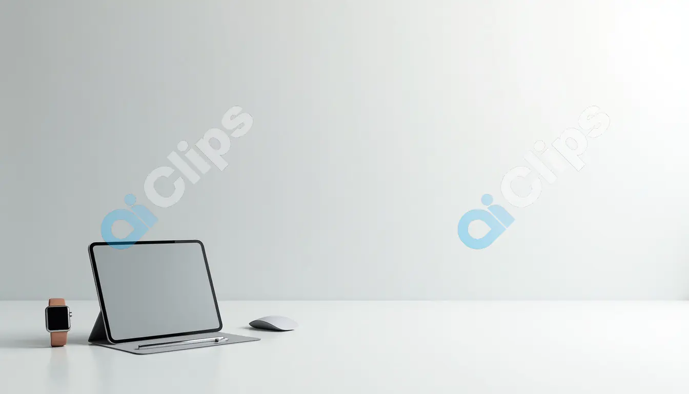 Minimalist Desk Setup with Tablet, Smartwatch, and Stylus - Modern Workspace