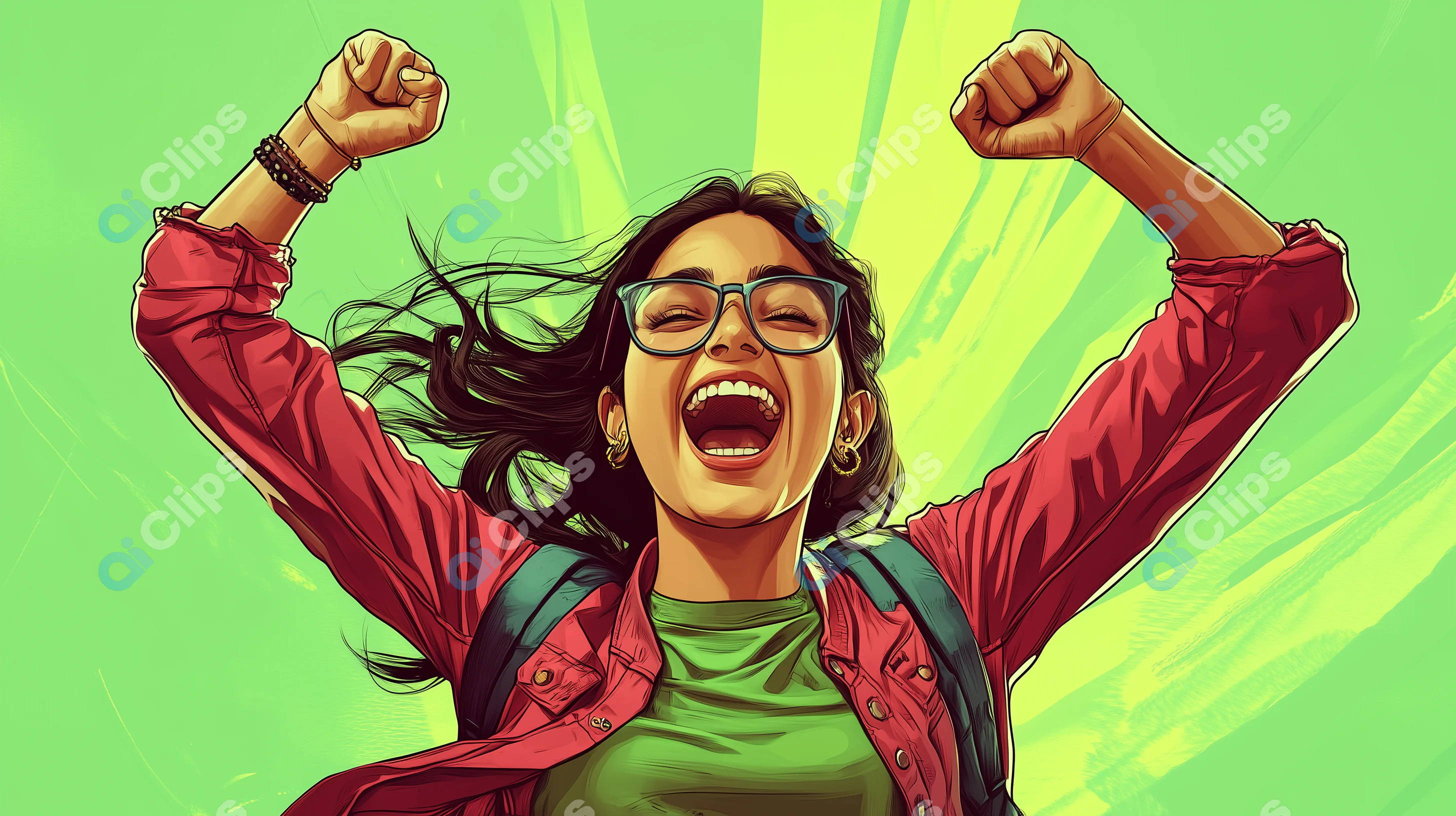 Excited Girl Celebrating