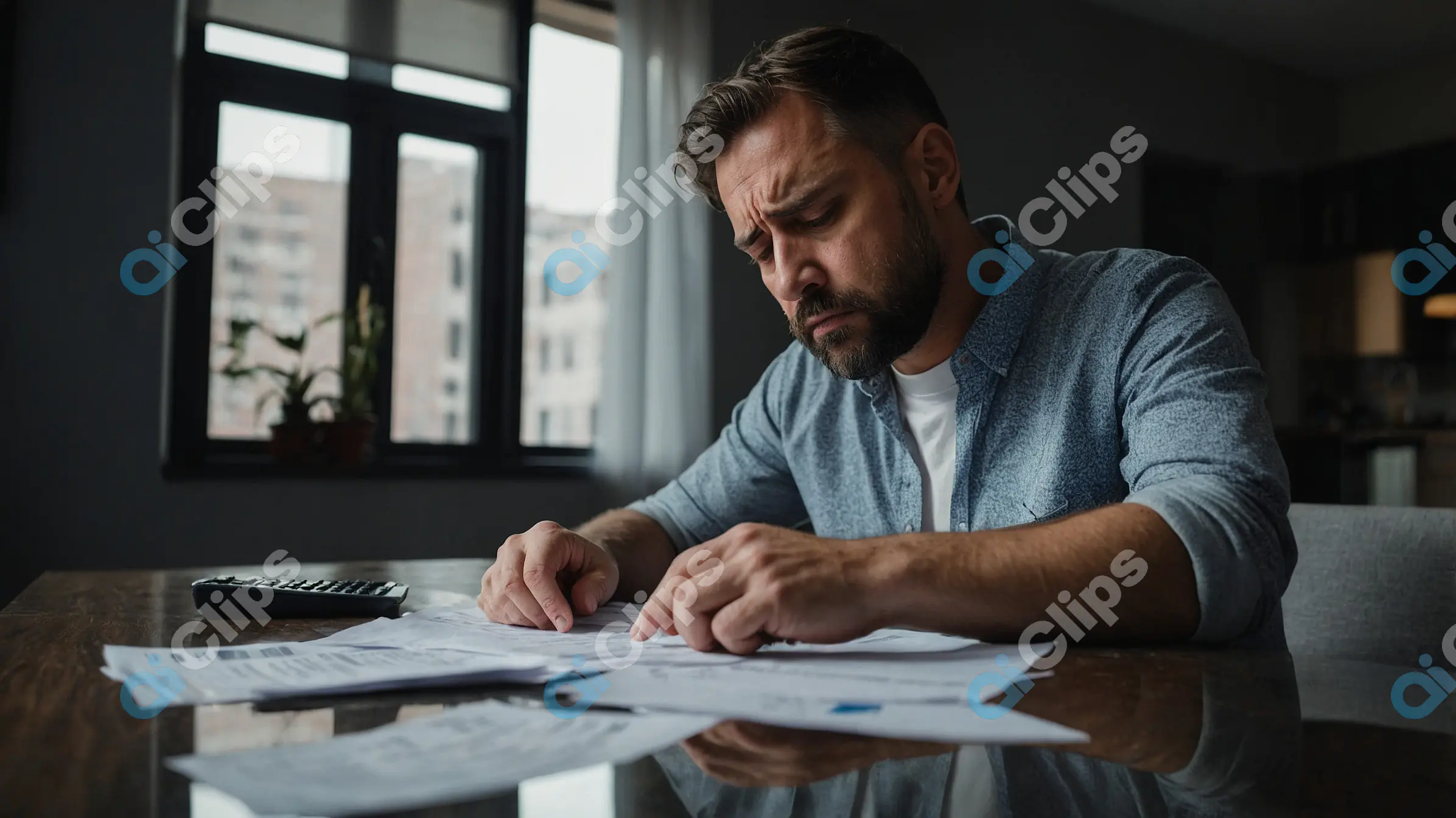 Man Analyzing Financial Documents