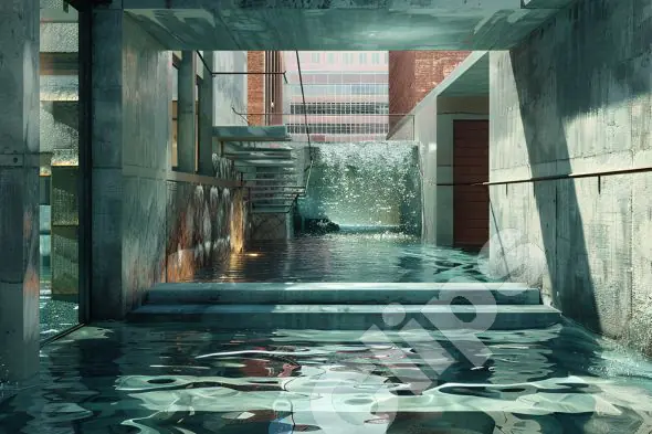 Modern Water-Filled Atrium