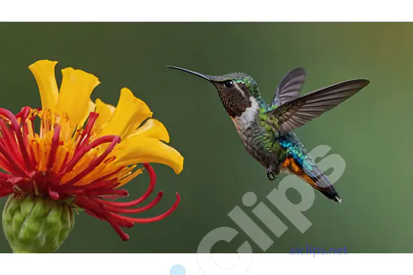 Hummingbird Near Flower