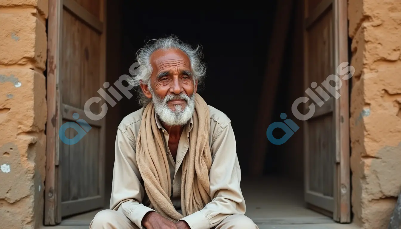 Portrait of a Wise Elderly Man in a Rural Setting