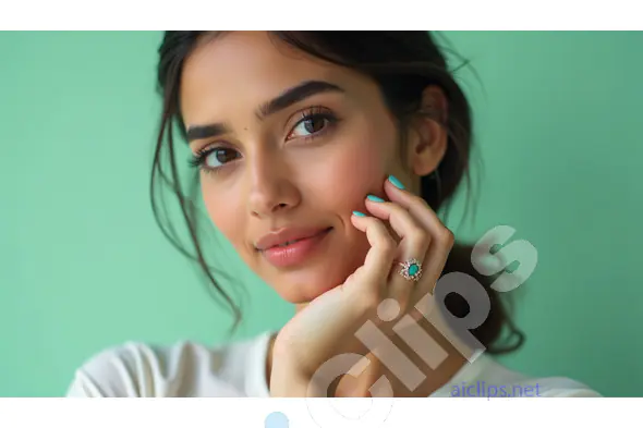 Elegant Close-Up Portrait of Woman with Turquoise Ring - Beauty and Style
