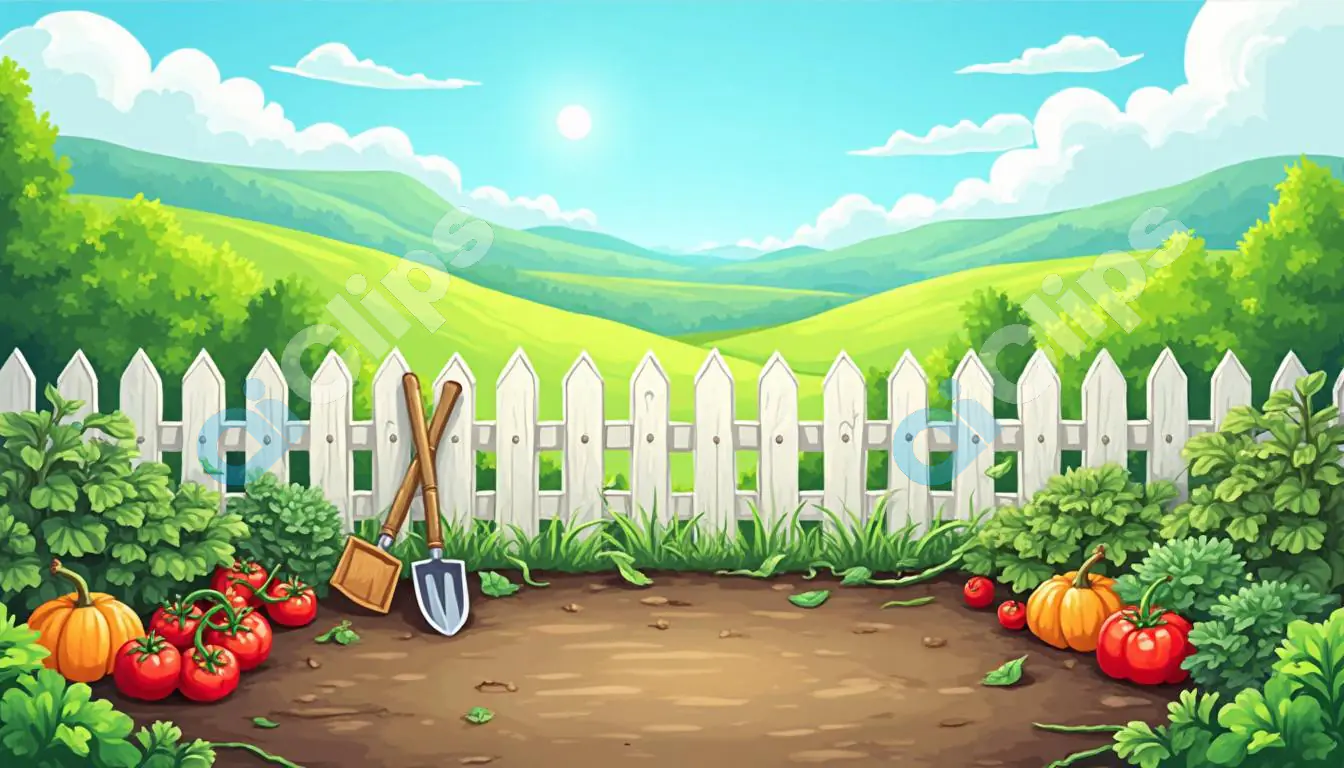 Peaceful Garden Landscape Illustration