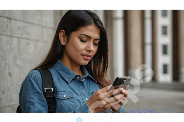 Woman Using Smartphone Outdoors