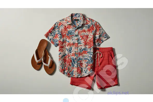 Tropical Summer Outfit with Floral Shirt and Shorts