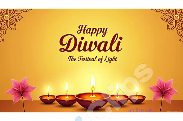 Happy Diwali - Glowing Diyas with Floral Accents