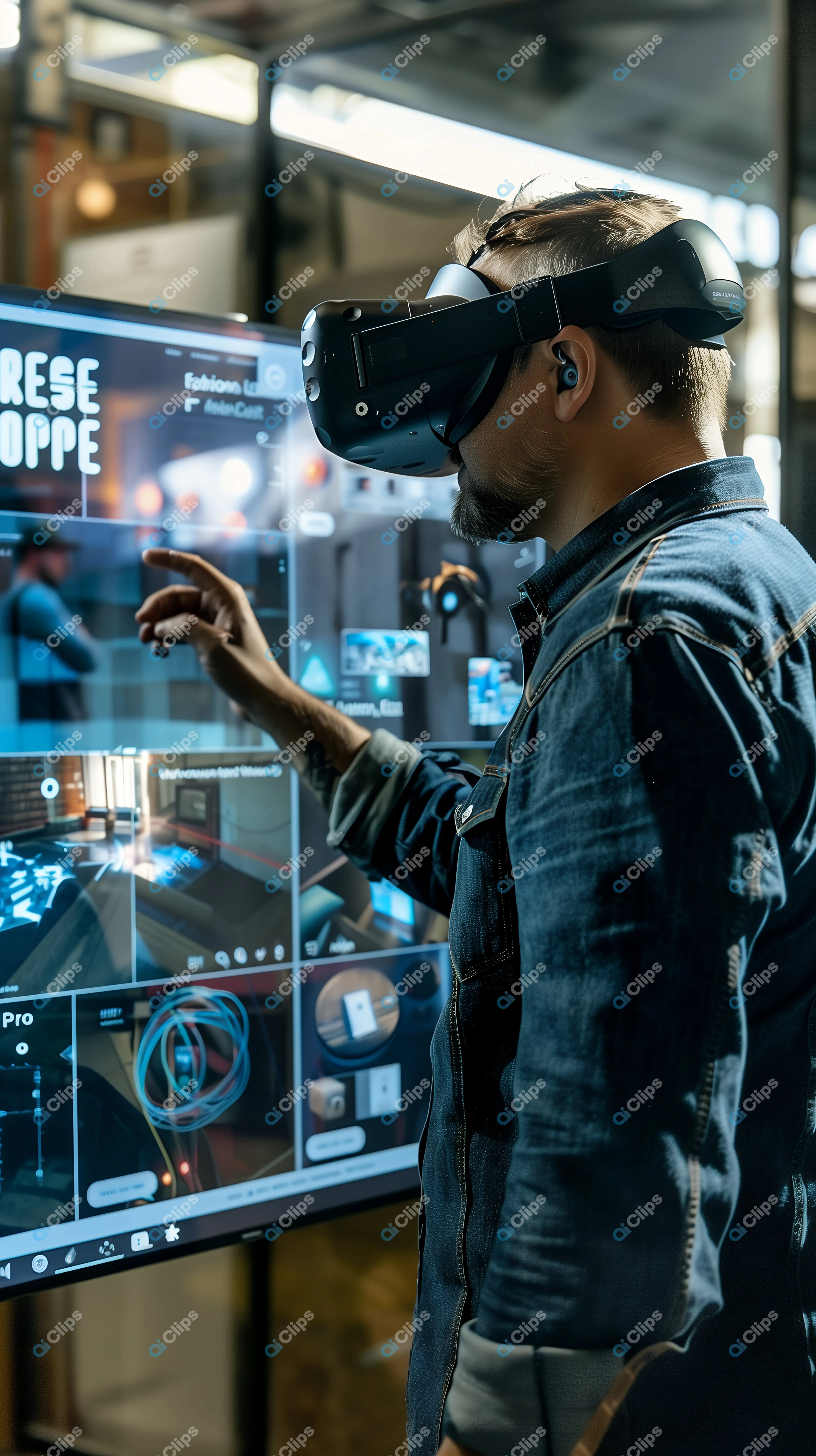 Man Using Virtual Reality Interface