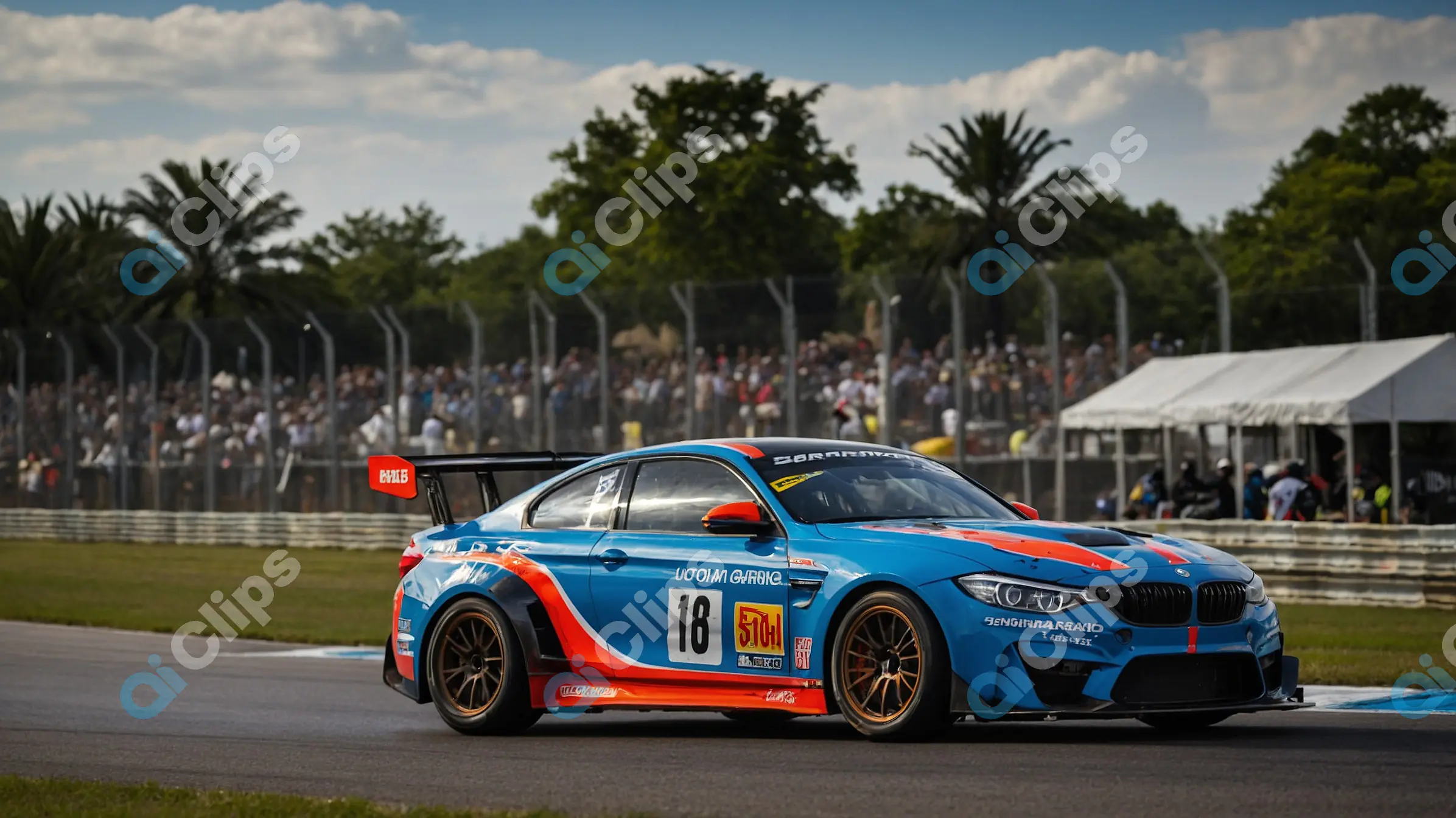 Blue and Orange Race Car