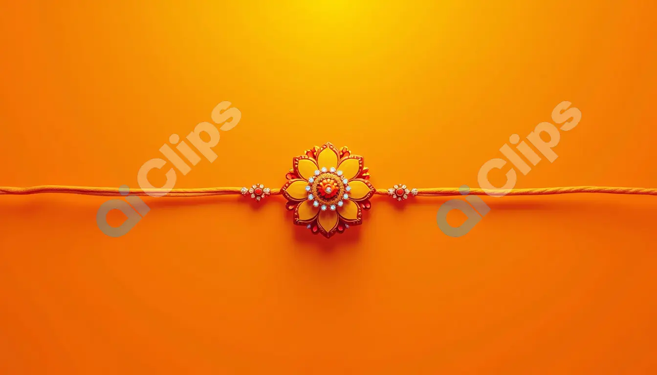 Elegant Rakhi Bracelet on Vibrant Orange Background