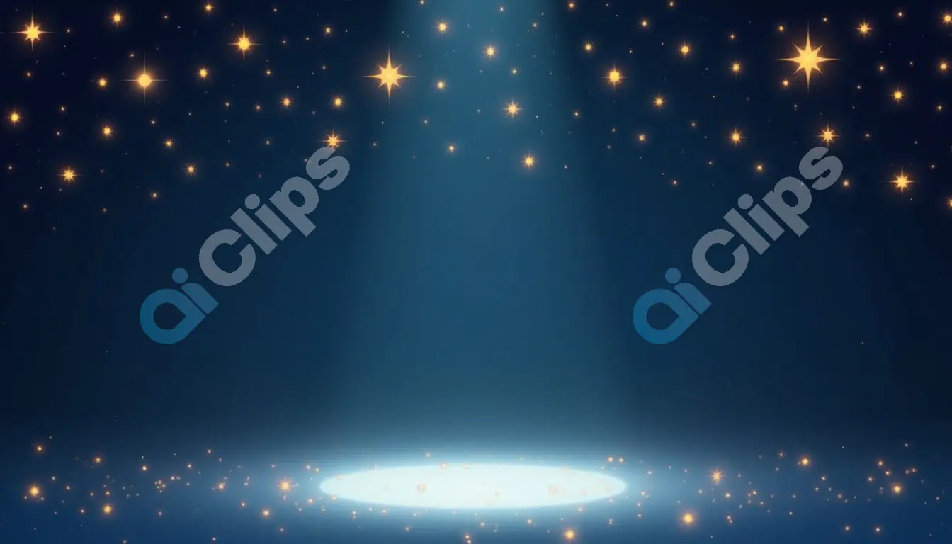 Spotlight Stage with Glowing Stars Background