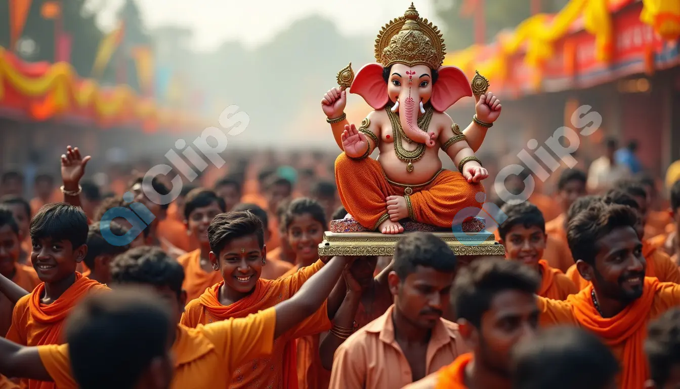 Festive Procession with Lord Ganesha Idol