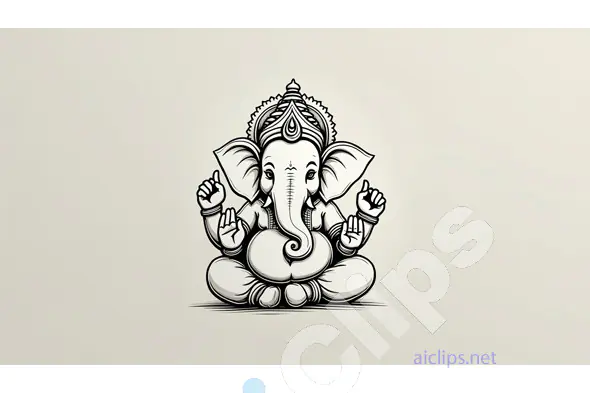 Minimalist Ganesha Line Art Illustration