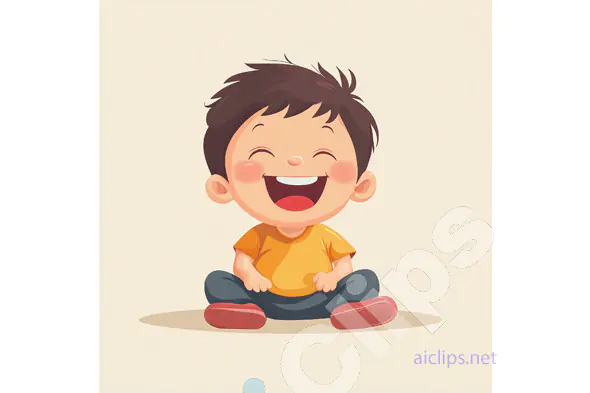 Laughing Child Sitting Illustration