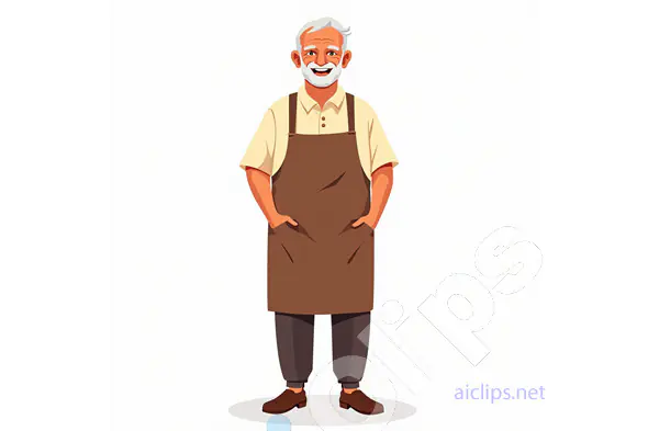 Cheerful Senior Man in Apron Vector Illustration