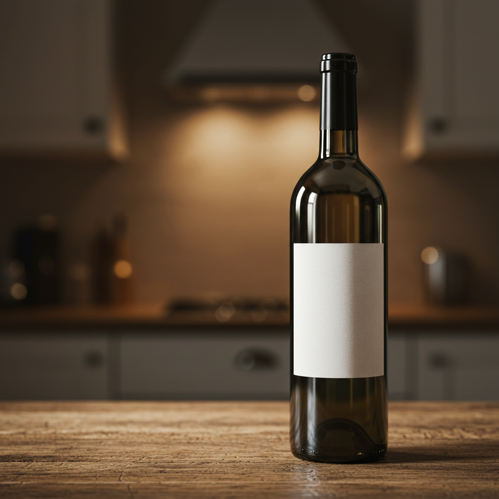 Wine Bottle on Kitchen Counter Display