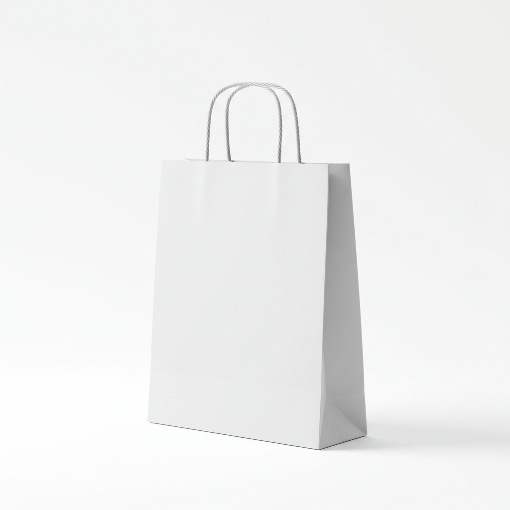Plain White Shopping Bag on White Background