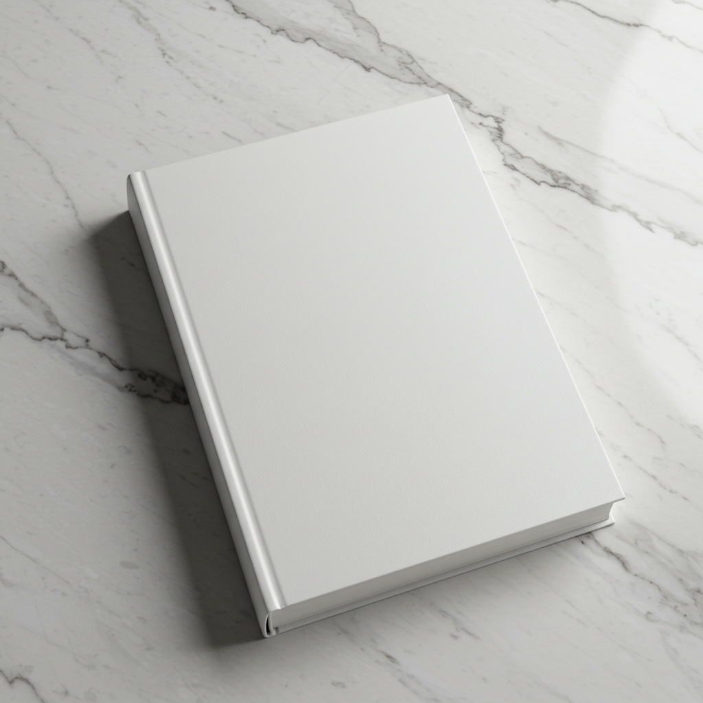 Minimalist White Book on Marble Surface