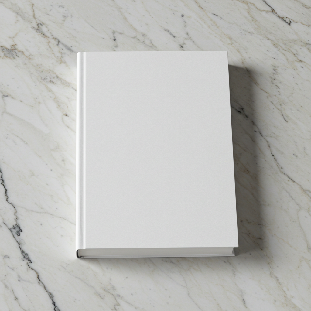 Hardcover Blank Book on Marble Surface