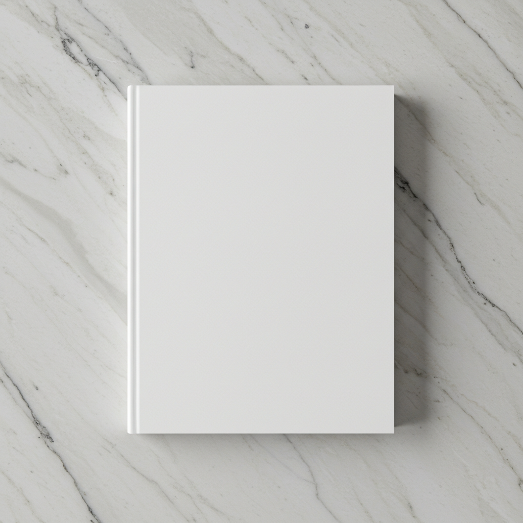 Marble Background with Blank Book Cover Display