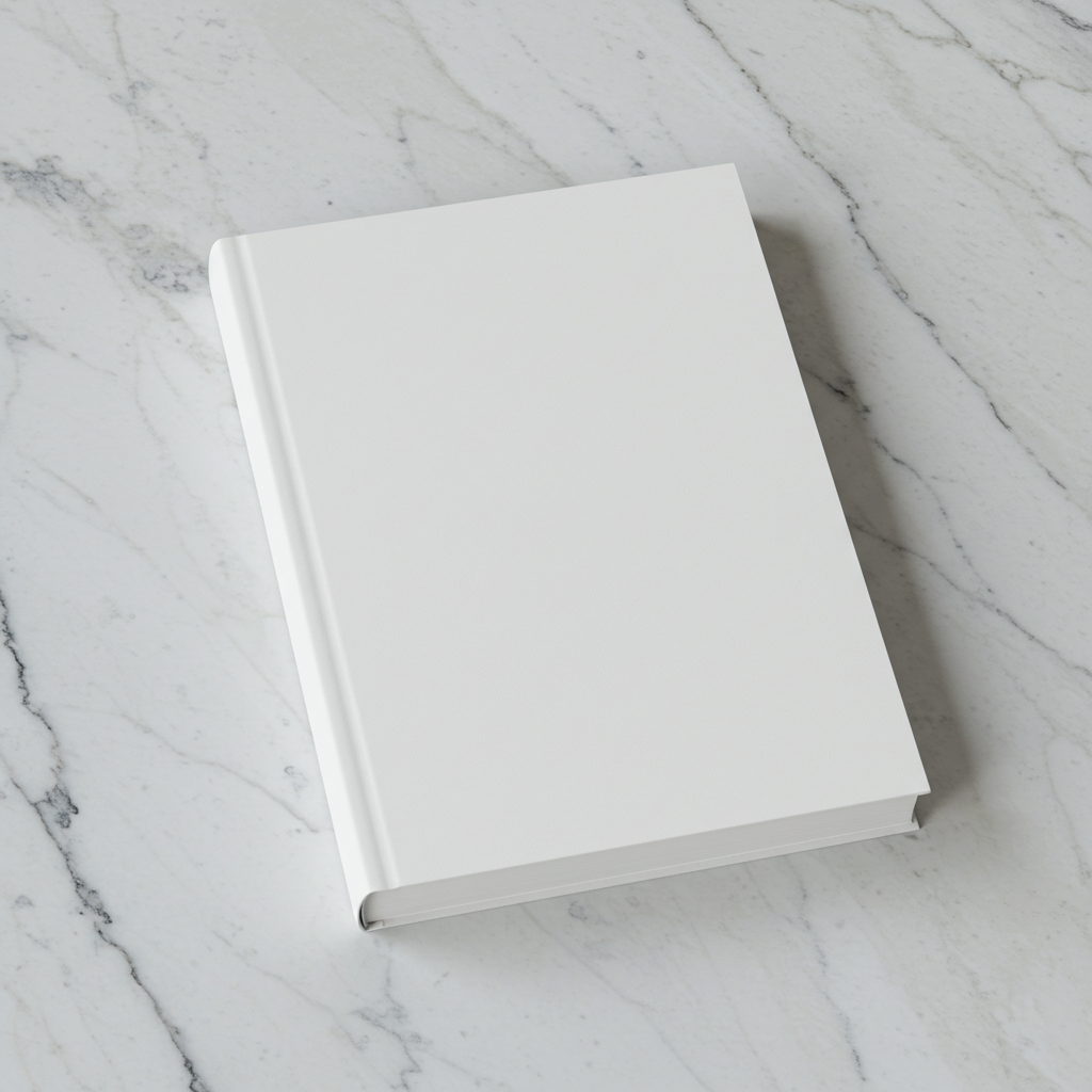 Blank Hardcover Book on Marble Surface