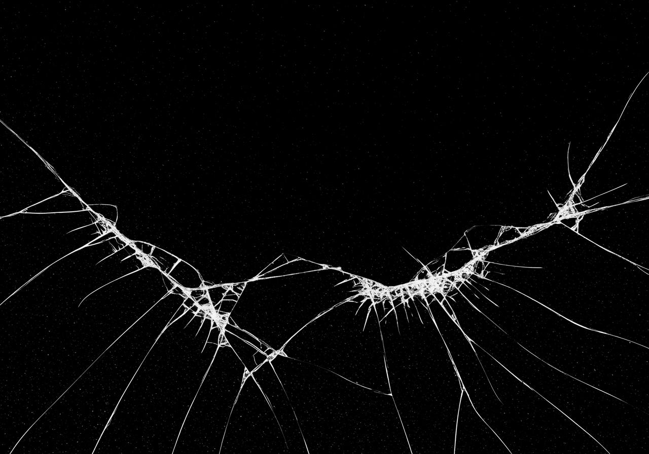 Cracked Glass Texture on Black Background