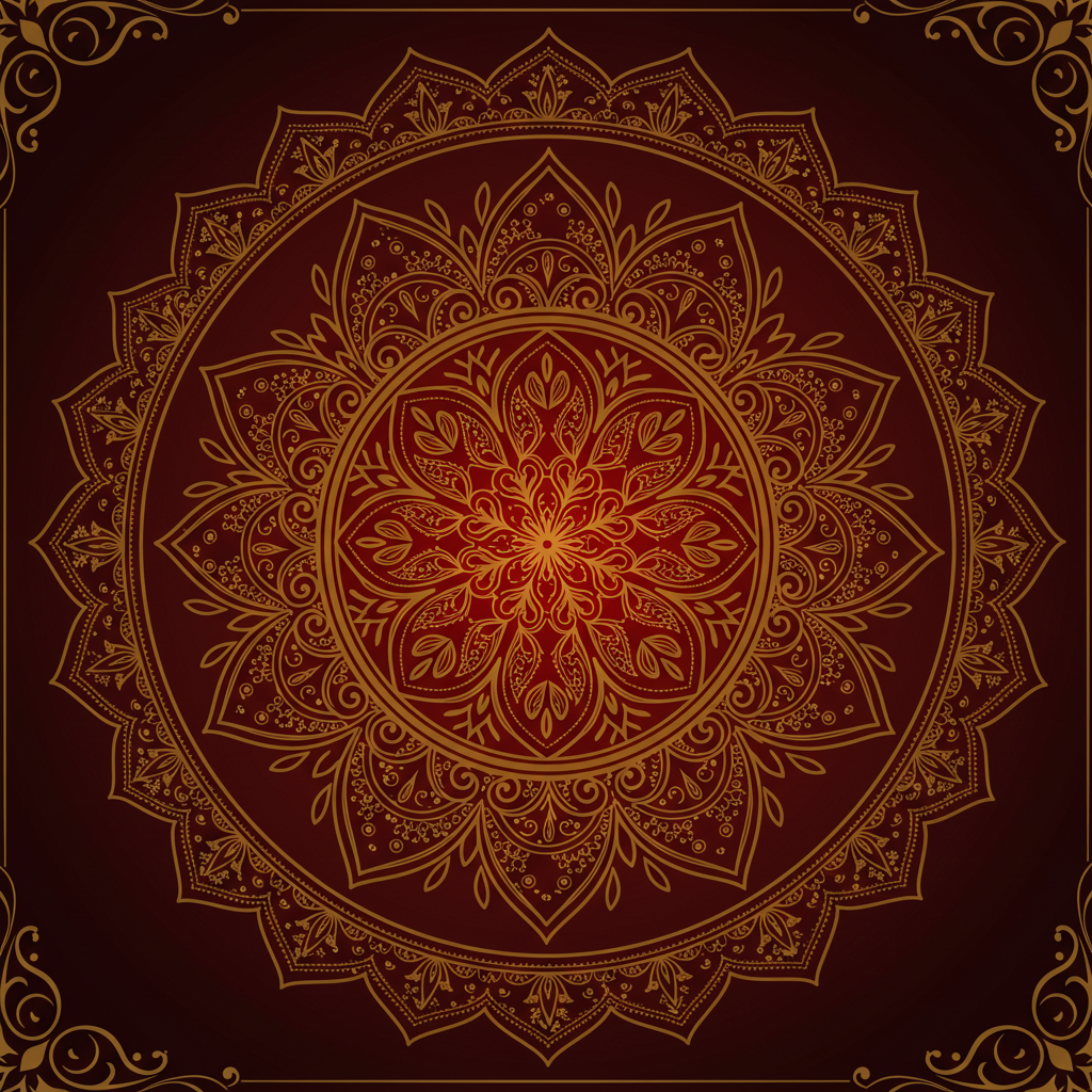 Ornate Indian Mandala Design on Red Background