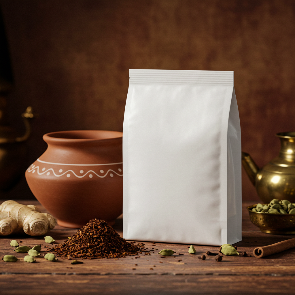 Herbal Tea Ingredients with White Packaging Bag