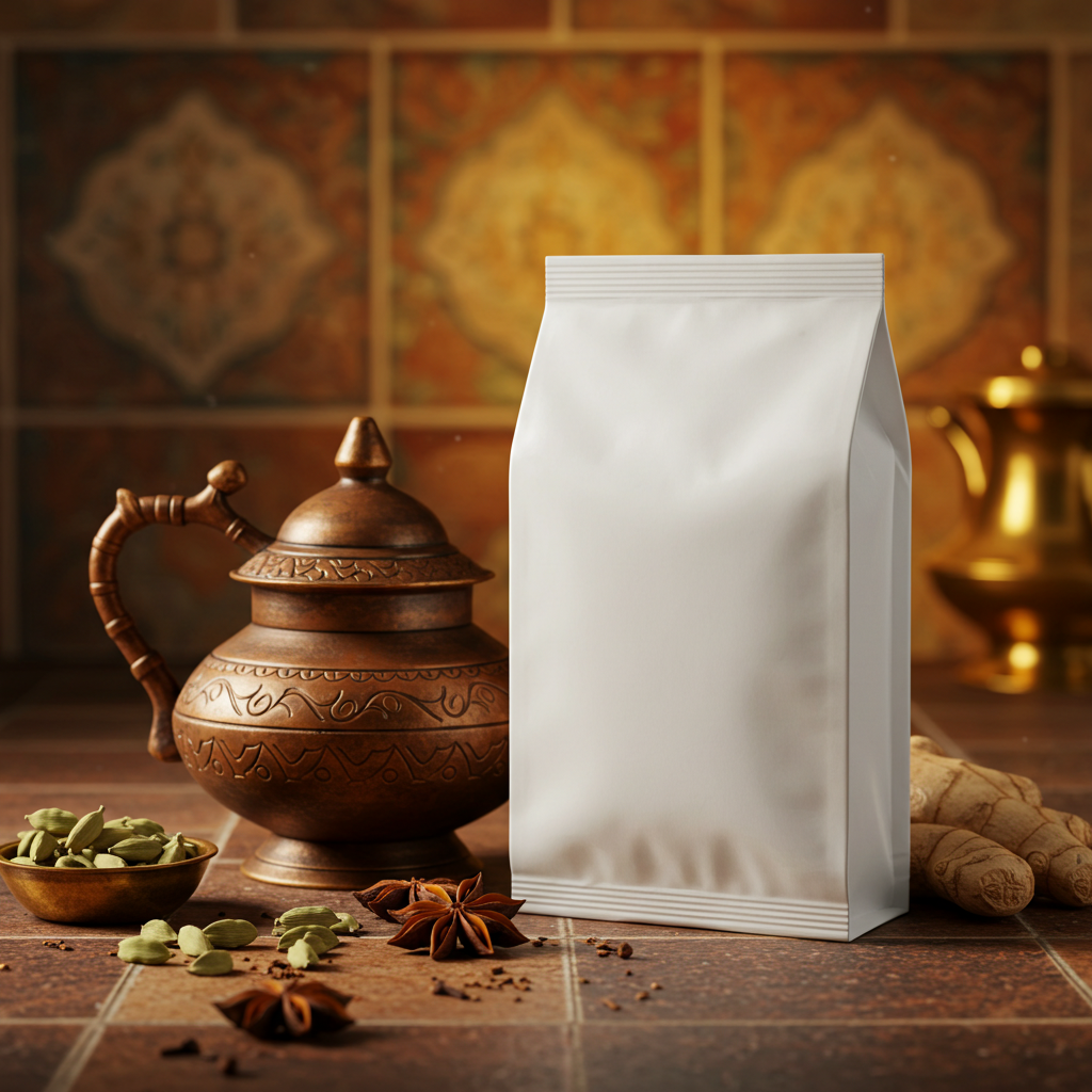 Arabian Coffee Setting with Spices and Traditional Pot