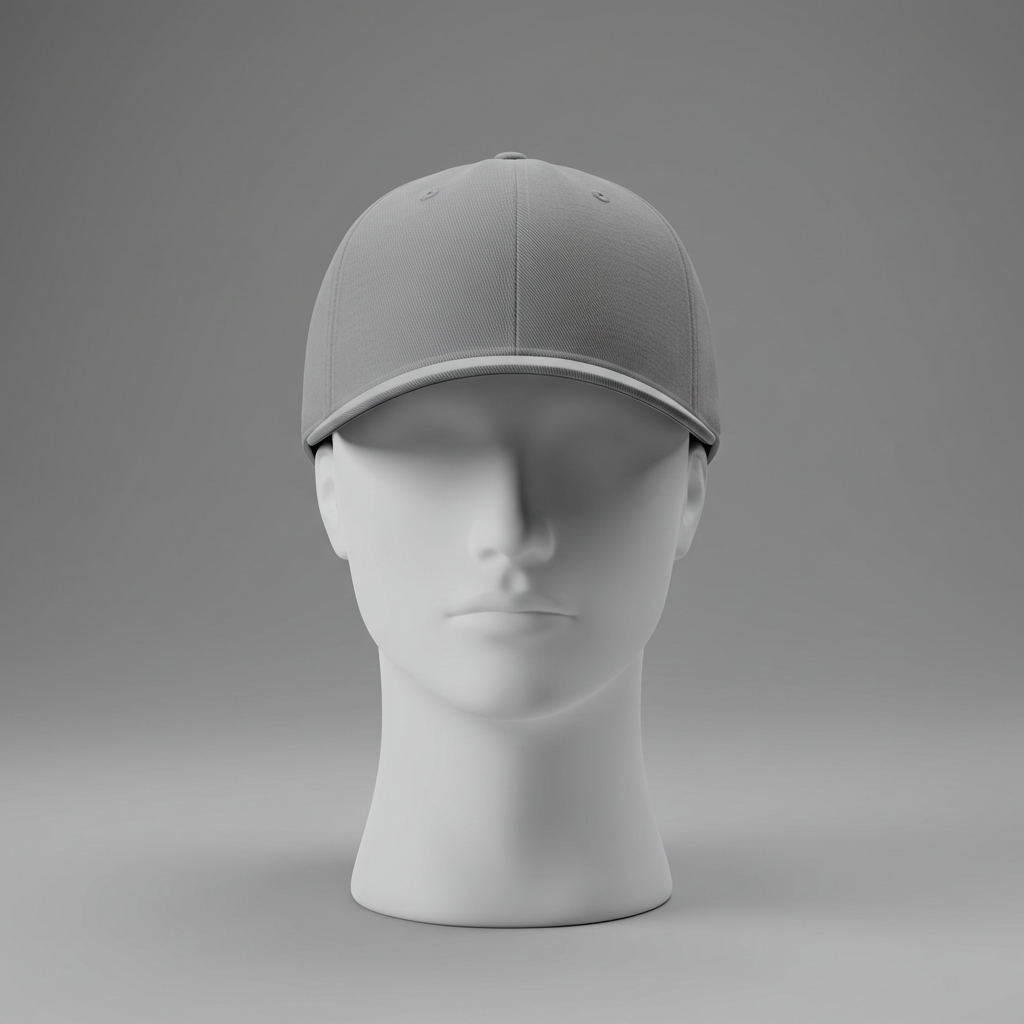 Plain Gray Baseball Cap on Display Mannequin