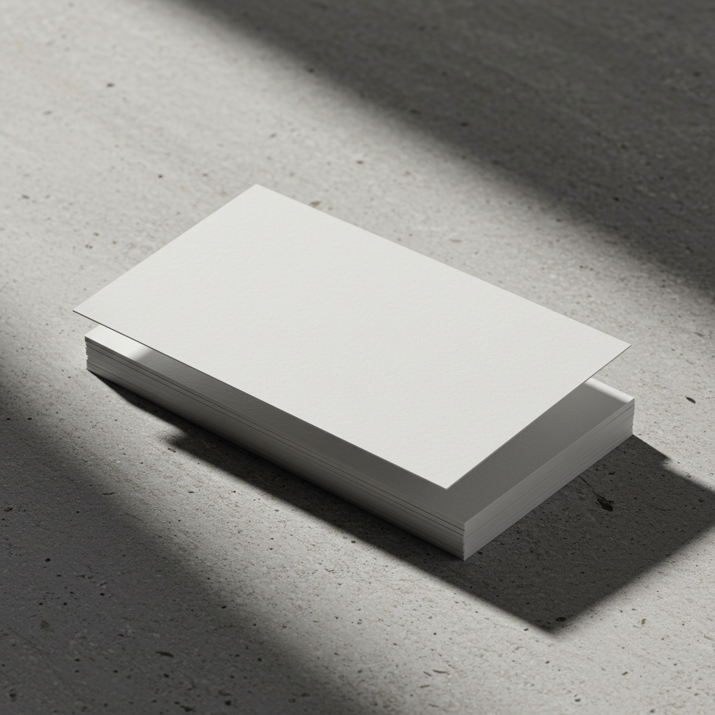 Blank Business Cards on Concrete Background in Sunlit Shadow