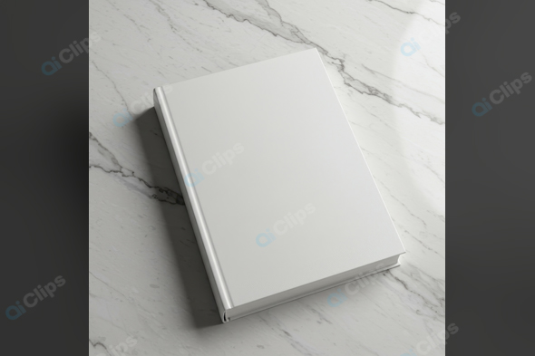 Minimalist White Book on Marble Surface