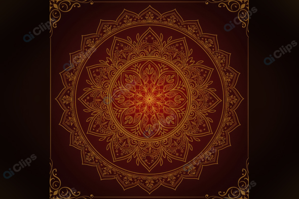 Ornate Indian Mandala Design on Red Background