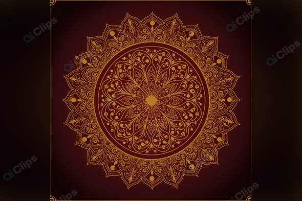 Elegant Gold Mandala Design on Maroon Background