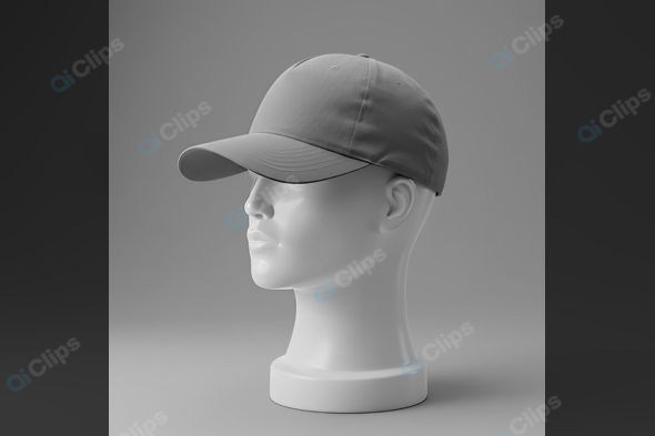 Grey Baseball Cap on Mannequin Display