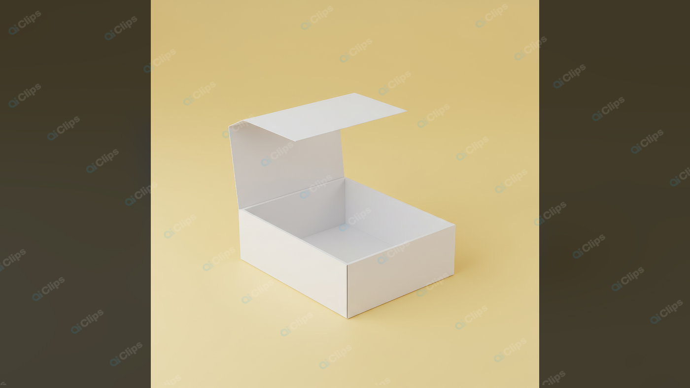 White Open Box on Yellow Background