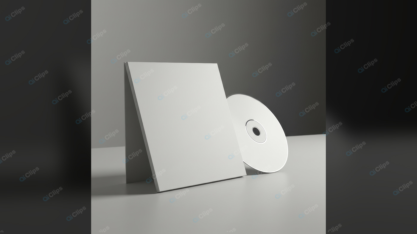 Blank CD with Minimalist Square Paper Case on Gray Background