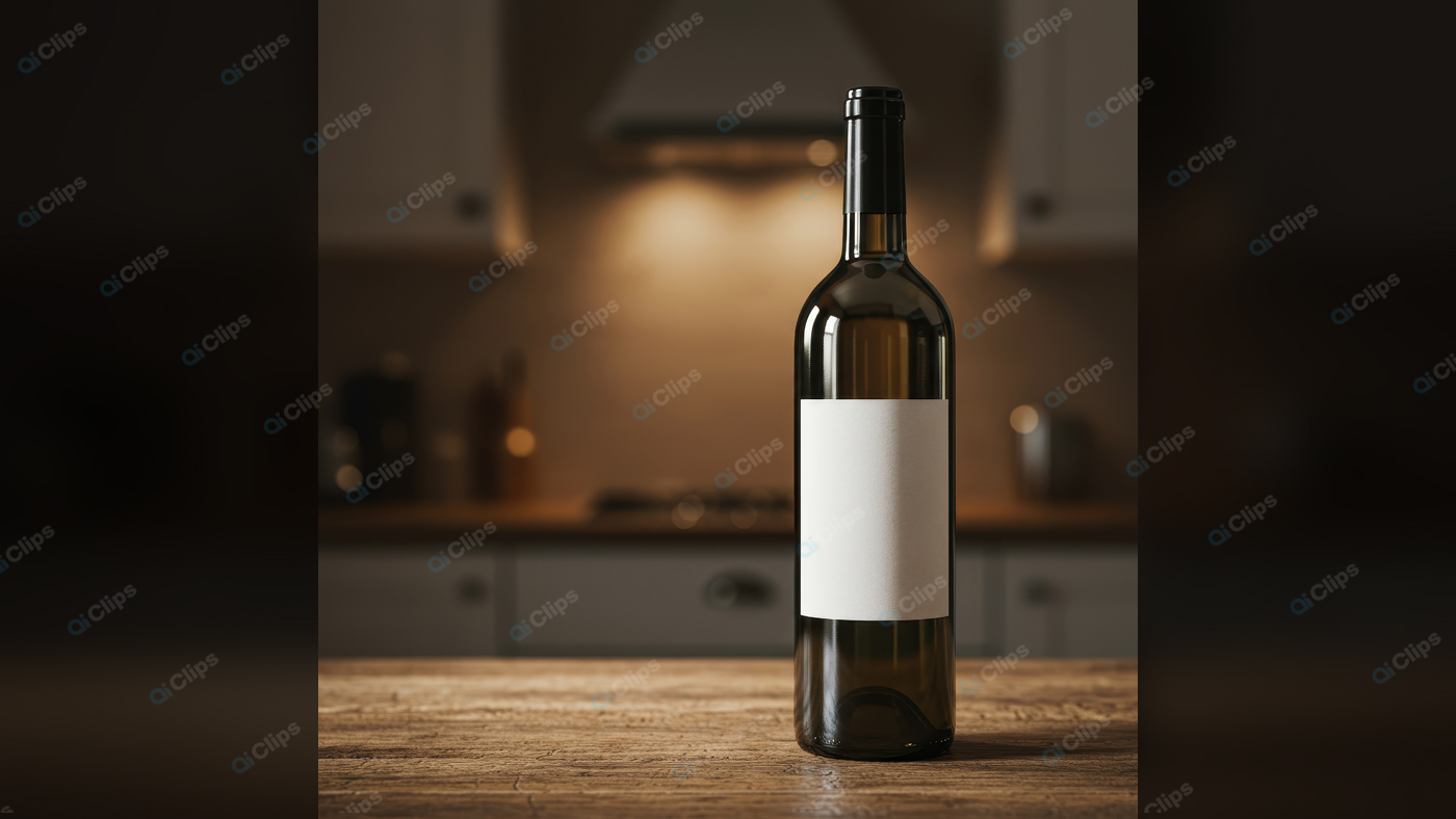 Wine Bottle on Kitchen Counter Display