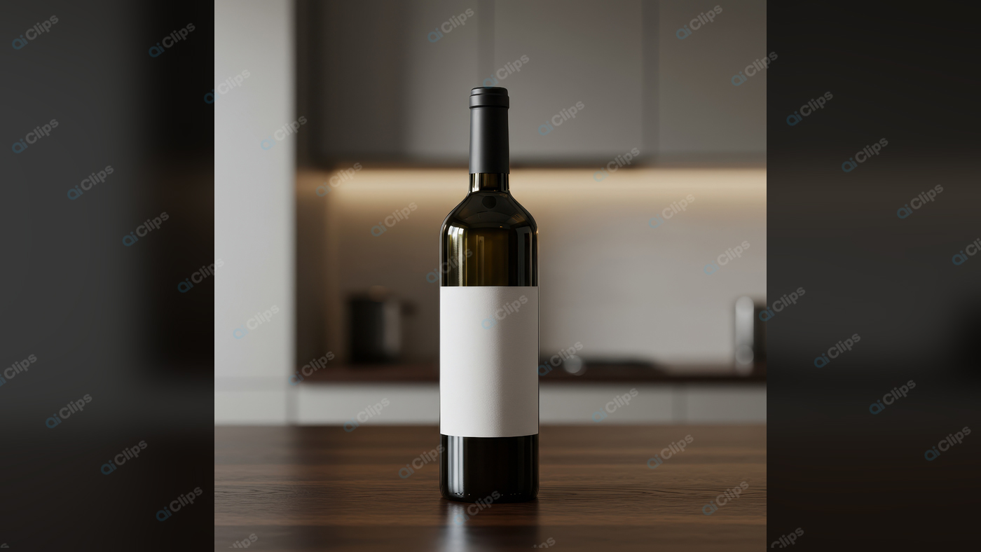 Bottle of Wine on Kitchen Countertop