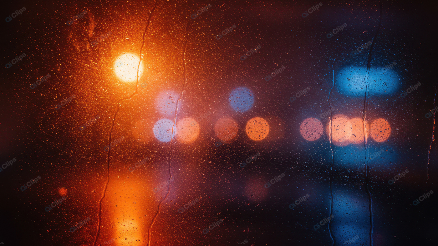 Raindrops on Glass with Vibrant City Lights in Background