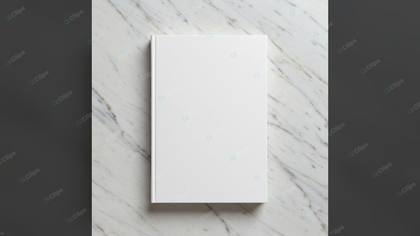 Blank White Book Cover on Marble Surface