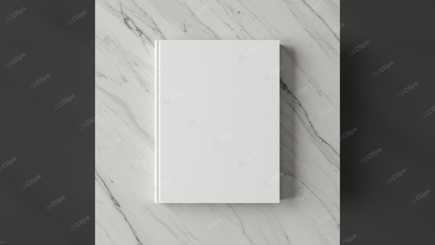 Marble Background with Blank Book Cover Display