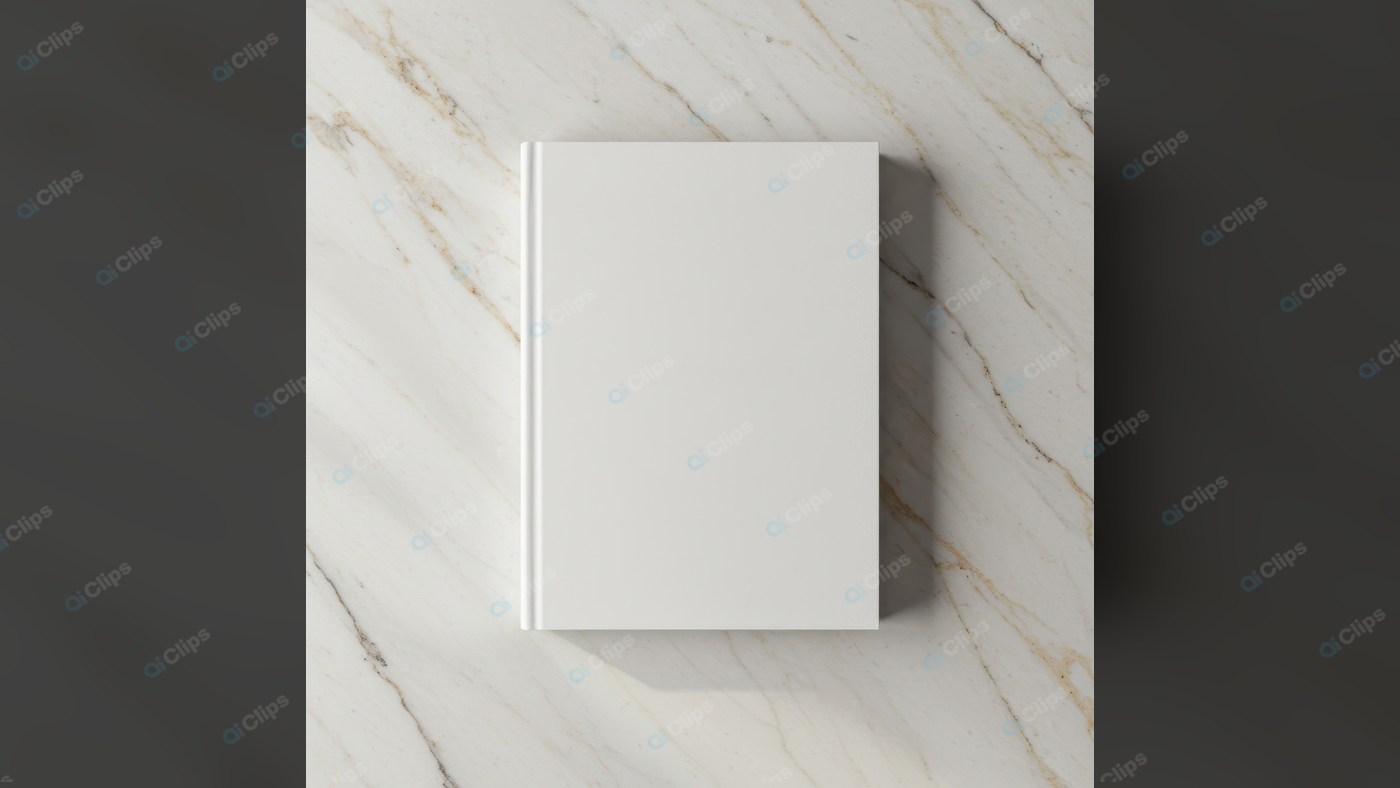 Blank White Book on Marble Surface