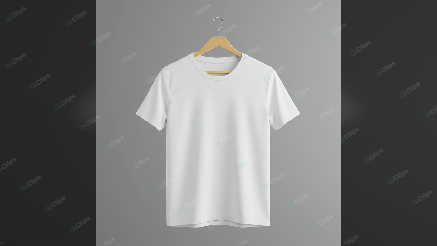Plain White T-Shirt on Wooden Hanger Mockup