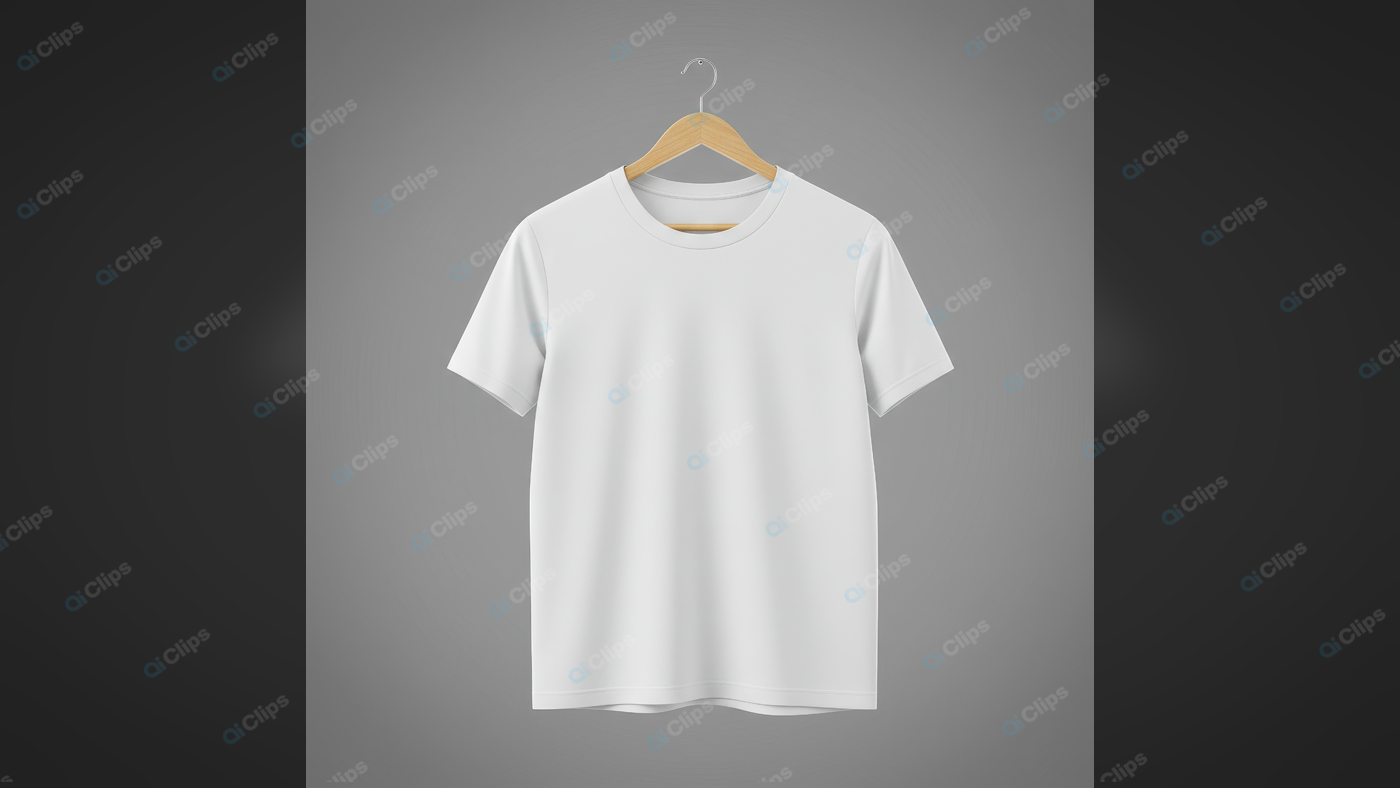 White T-Shirt on Hanger Isolated on Grey Background