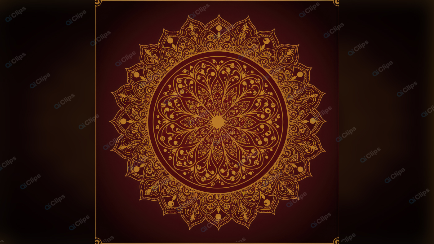 Elegant Gold Mandala Design on Maroon Background