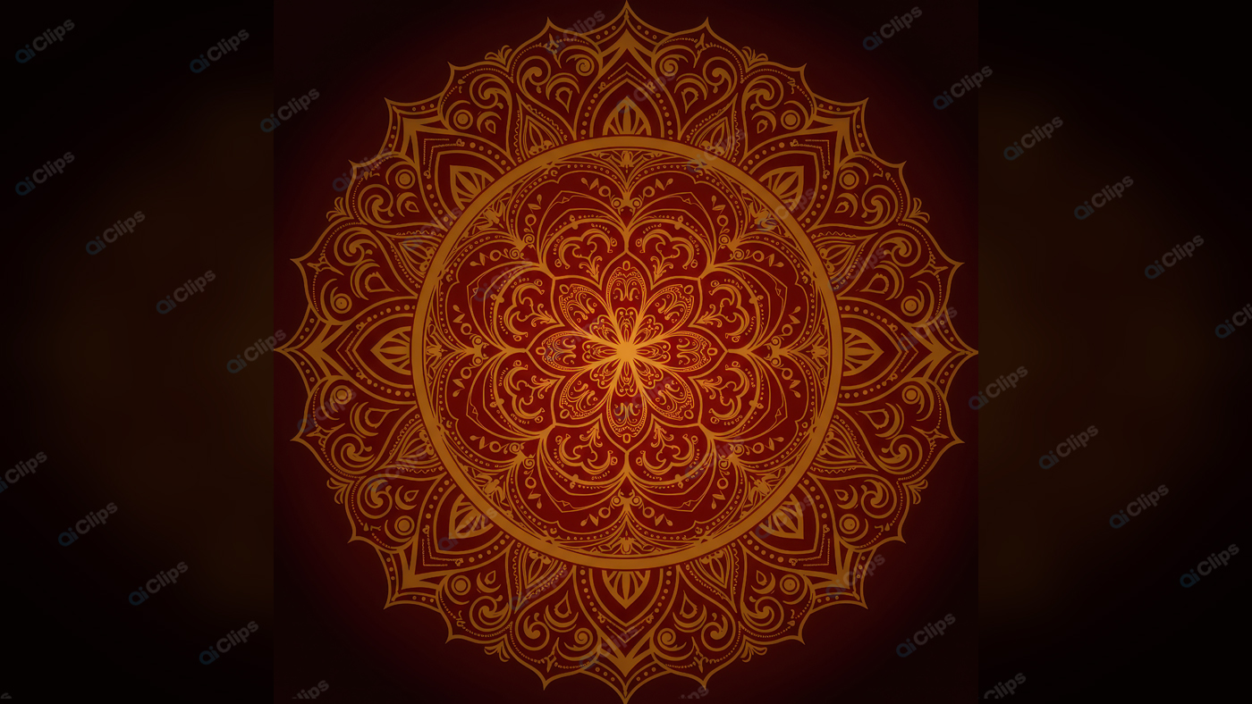 Golden Ornamental Mandala on Deep Red Background